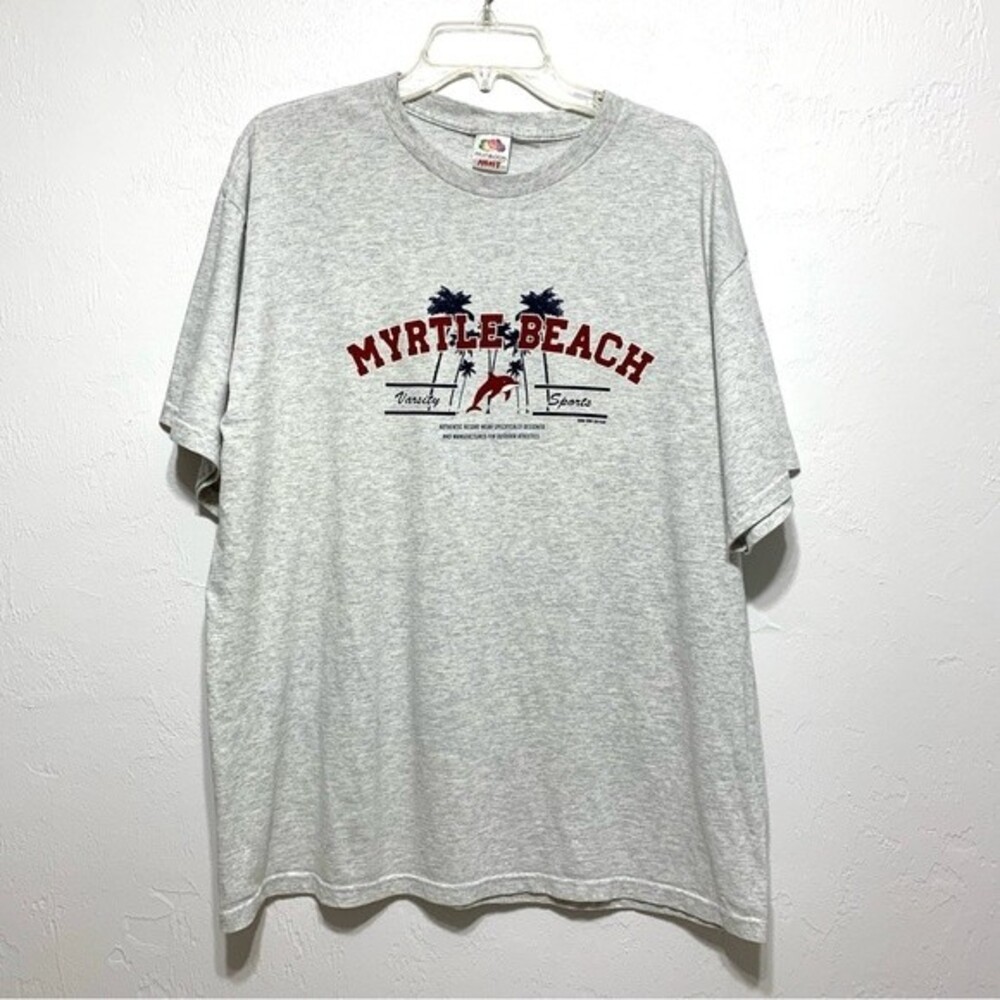 Fruit of The Loom Myrtle Beach Short Sleeve Gray Tee Shirt sz Extra Large